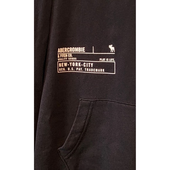 Abercrombie Kids Black Hoodie Neon Pink Logo Graphic Print Pullover Size 15 16 - Picture 3 of 11